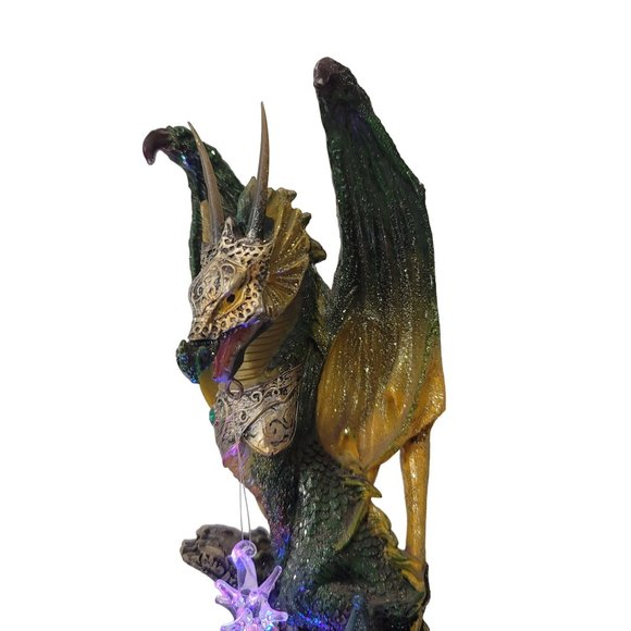 Dragon Light Up LED Green Medieval Fantasy Figurine Lighted Statue Decor glitter - Picture 15 of 17